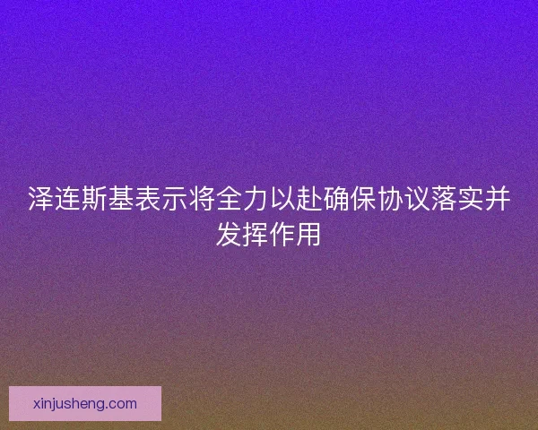 泽连斯基表示将全力以赴确保协议落实并发挥作用