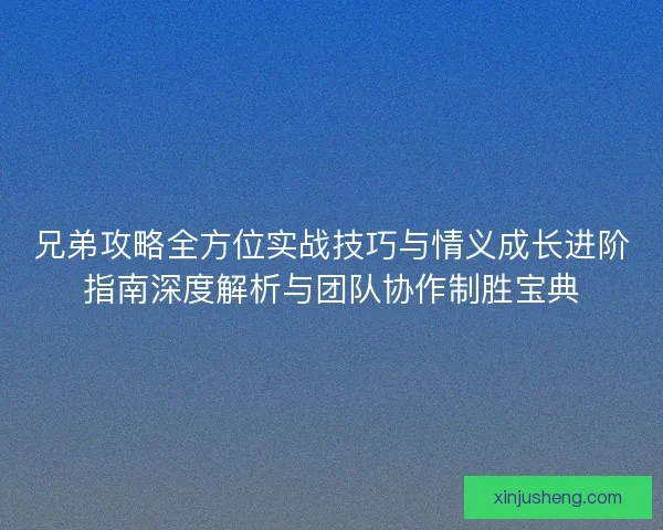 兄弟攻略全方位实战技巧与情义成长进阶指南深度解析与团队协作制胜宝典