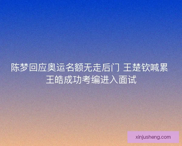 陈梦回应奥运名额无走后门 王楚钦喊累 王皓成功考编进入面试 陈梦回应奥运名额无走后门 王楚钦喊累 王皓成功考编进入面试